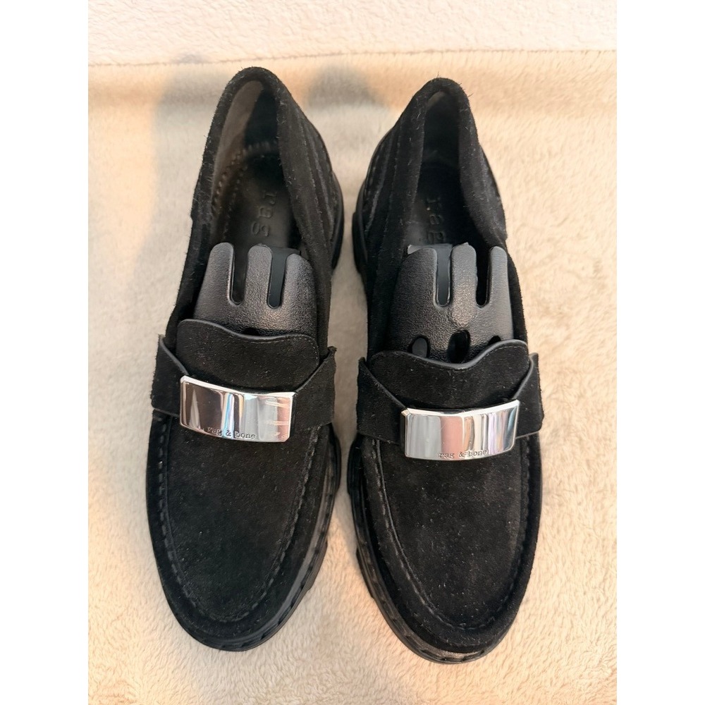 Rag & Bone Shiloh 2.0 Black Suede Lug Sole Loafers Shoes Womens 36.5 US 6.5 - Picture 6 of 8